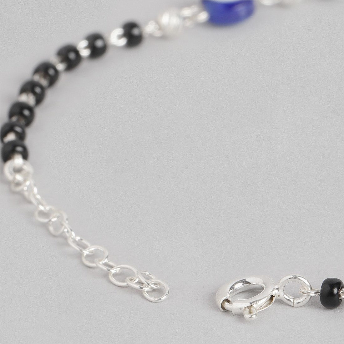 Beaded Evil Eye 925 Sterling Silver Chain Bracelet