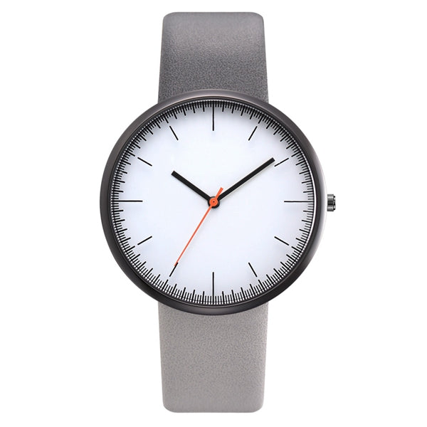 Women Watch Gray Contrast Leather